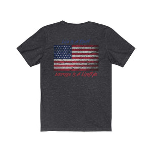 Vintage American Flag Lacrosse 2-Sided Short Sleeve Tee