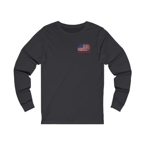 Vintage American Flag Lacrosse 2-Sided Long Sleeve T-Shirt